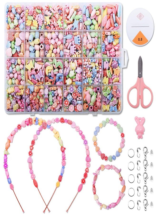 Nilzone Bracelet Making Kit, BeadColors PonyBeads Friendship Bracelet Kit Smile FaceBeads LetterBeads for Jewelry Making, Arts Crafts Gift for Girls Age 6-12 (Bracelet Kit D -00) - Image 2
